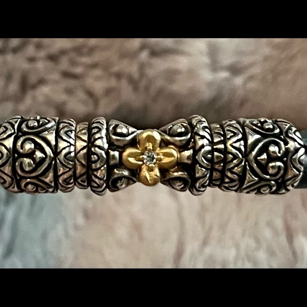 Barbara Bixby Leather Braided, Sterling Silver, 18k Gold and small diamond. - Picture 4 of 9